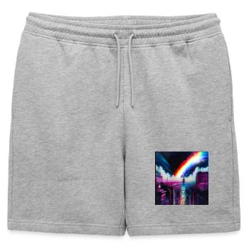 Rainbow City Art Futuriste - Short de survêtement homme premium - gris chiné - Devant - AI Model Male 178 light (178cm)