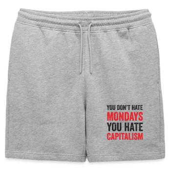 Vous ne détestez pas les lundis. Vous détestez le capitalisme - Short de survêtement homme premium - gris chiné - Devant - AI Model Male 178 light (178cm)