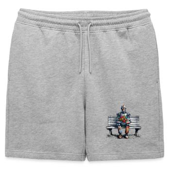 Robot banc fleurs Robot amour Art rouillé - Short de survêtement homme premium - gris chiné - Devant - AI Model Male 178 light (178cm)