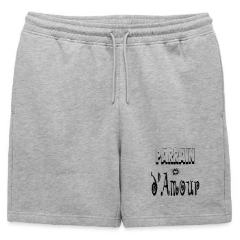 Parrain Amour Cœur - Short de survêtement homme premium - gris chiné - Devant - AI Model Male 178 light (178cm)