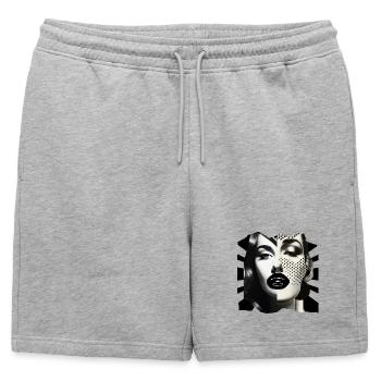 Collage de photos noir et blanc - Short de survêtement homme premium - gris chiné - Devant - AI Model Male 178 light (178cm)