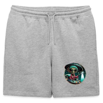 Alien detective in UFO light - Mens' Premium Organic Sweatshorts - heather grey - Front - AI Model Male 178 light (178cm)
