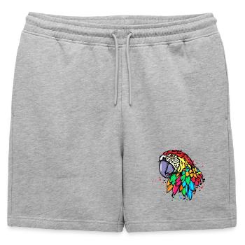 Oiseau, Perroquet, Zoo, Animal, Amoureux Des Animaux, Animal De Compagnie - Short de survêtement homme premium - gris chiné - Devant - AI Model Male 178 light (178cm)