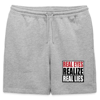 réaliser de vrais yeux reall mensonges | Couleurs modifiables - Short de survêtement homme premium - gris chiné - Devant - AI Model Male 178 light (178cm)