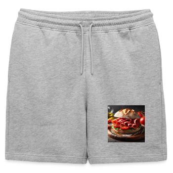 Sandwich au jambon serrano et à la tomate - Short de survêtement homme premium - gris chiné - Devant - AI Model Male 178 light (178cm)