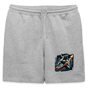 Finance Actions Taureau Wall Street Cadeau - Short de survêtement homme premium - gris chiné - Devant - AI Model Male 178 light (178cm)
