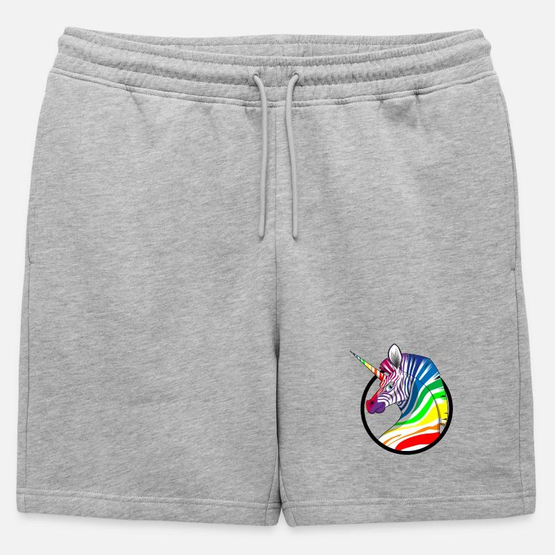 Regenbogen Einhorn Zebra - Männer Premium Organic Sweatshorts - Grau meliert