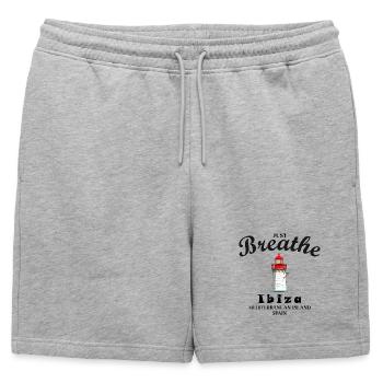Ibiza lighthouse at the harbour, take a deep breath, Spain - Mens' Premium Organic Sweatshorts - heather grey - Front - AI Model Male 178 light (178cm)