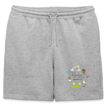 Message de remerciement de la crèche | Enfants - Arc-en-ciel - Fleurs - Short de survêtement homme premium - gris chiné - Devant - AI Model Male 178 light (178cm)