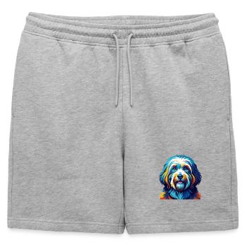 Coton De Tulear Chien Race Coloré Dessin Animé Kawaii - Short de survêtement homme premium - gris chiné - Devant - AI Model Male 178 light (178cm)