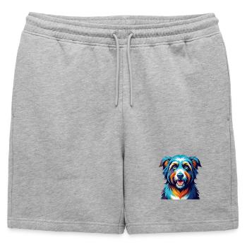 Chien de berger roumain race coloré dessin animé Kawaii - Short de survêtement homme premium - gris chiné - Devant - AI Model Male 178 light (178cm)
