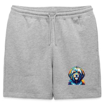 Tibétain Kyi Apso Chien Race Coloré Dessin Animé Kawaii - Short de survêtement homme premium - gris chiné - Devant - AI Model Male 178 light (178cm)
