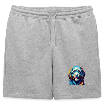 Terrier tibétain chien race dessin animé coloré Kawaii - Short de survêtement homme premium - gris chiné - Devant - AI Model Male 178 light (178cm)