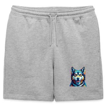 Sibérie occidentale Laïka Chien Race Dessin animé Kawaii - Short de survêtement homme premium - gris chiné - Devant - AI Model Male 178 light (178cm)