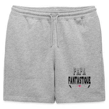 Papa Fantastique - Short de survêtement homme premium - gris chiné - Devant - AI Model Male 178 light (178cm)