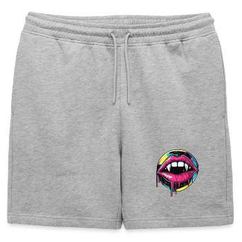 Vampire Lips Halloween Vaporwave Années 90 - Short de survêtement homme premium - gris chiné - Devant - AI Model Male 178 light (178cm)