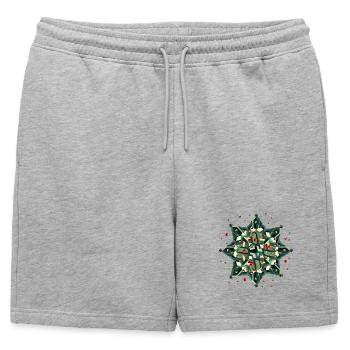 great poinsettia in geometric style - Mens' Premium Organic Sweatshorts - heather grey - Front - AI Model Male 178 light (178cm)