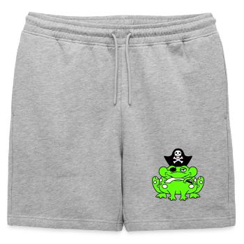 Frog Captain Cap Toad Funny Comic Cartoon - Mens' Premium Organic Sweatshorts - heather grey - Front - AI Model Male 178 light (178cm)