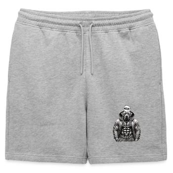 Muscular dog in hoodie with chain - Mens' Premium Organic Sweatshorts - heather grey - Front - AI Model Male 178 light (178cm)