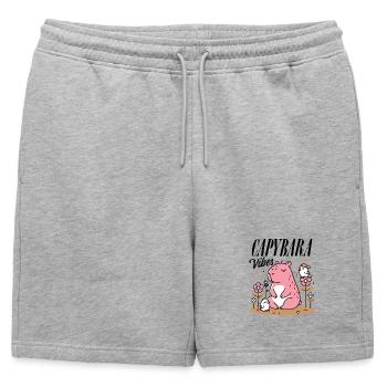 Capybara détendu avec des amis - Short de survêtement homme premium - gris chiné - Devant - AI Model Male 178 light (178cm)