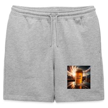 I Love Beer Glass Motif - Mens' Premium Organic Sweatshorts - heather grey - Front - AI Model Male 178 light (178cm)