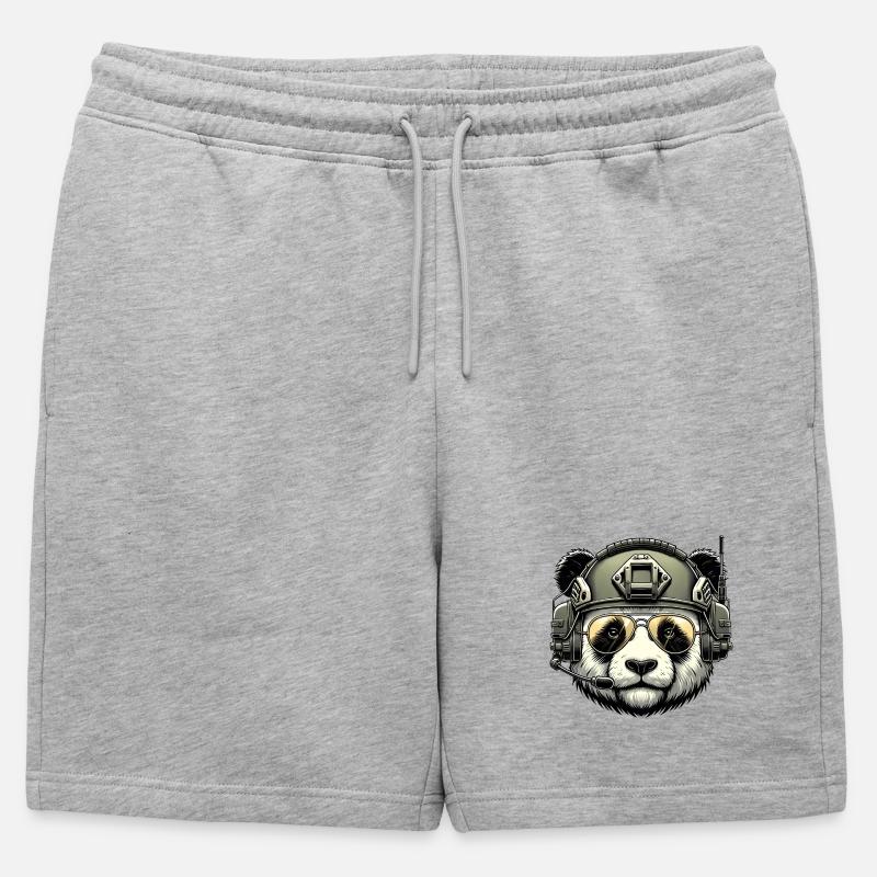 Panda Militär Armee Design - Männer Premium Organic Sweatshorts - Grau meliert