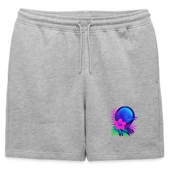 Néon Tropic Lune - Short de survêtement homme premium - gris chiné - Devant - AI Model Male 178 light (178cm)