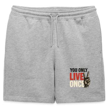 On ne vit qu’une fois vintage - Short de survêtement homme premium - gris chiné - Devant - AI Model Male 178 light (178cm)
