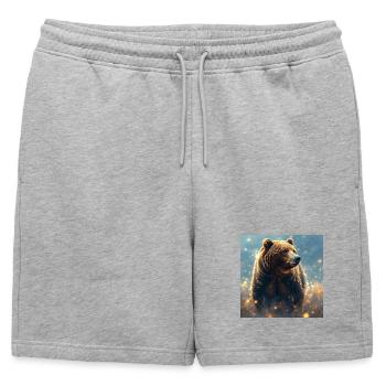 Animal Totem Ours Brun - Short de survêtement homme premium - gris chiné - Devant - AI Model Male 178 light (178cm)