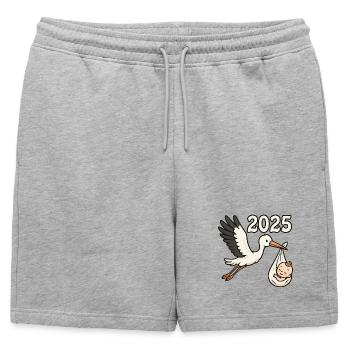 Stork with foundling in its beak 2025 - Mens' Premium Organic Sweatshorts - heather grey - Front - AI Model Male 178 light (178cm)