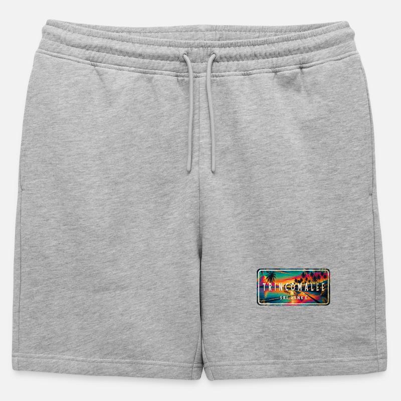 Trincomalee Beach Sunset Schild - Männer Premium Organic Sweatshorts - Grau meliert