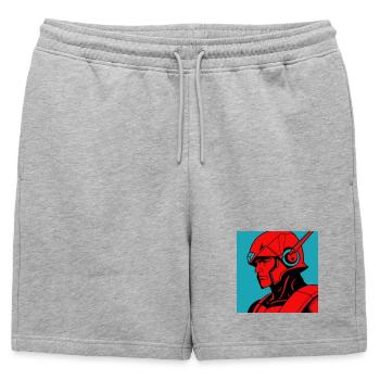 Retro Future Hero - Mens' Premium Organic Sweatshorts - heather grey - Front - AI Model Male 178 light (178cm)