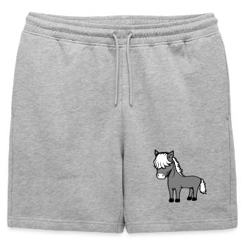 cheval bob cheveux coiffure poney poulain mignon bande dessinée - Short de survêtement homme premium - gris chiné - Devant - AI Model Male 178 light (178cm)