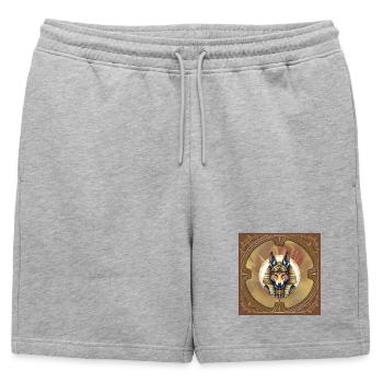 Steampunk Pharaon Renard - Short de survêtement homme premium - gris chiné - Devant - AI Model Male 178 light (178cm)