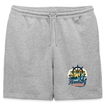 Cadeau Silhouette de Hambourg, ma ville portuaire d'origine - Short de survêtement homme premium - gris chiné - Devant - AI Model Male 178 light (178cm)