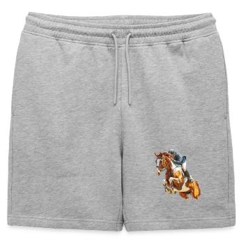 Galloping rider in leap - Mens' Premium Organic Sweatshorts - heather grey - Front - AI Model Male 178 light (178cm)