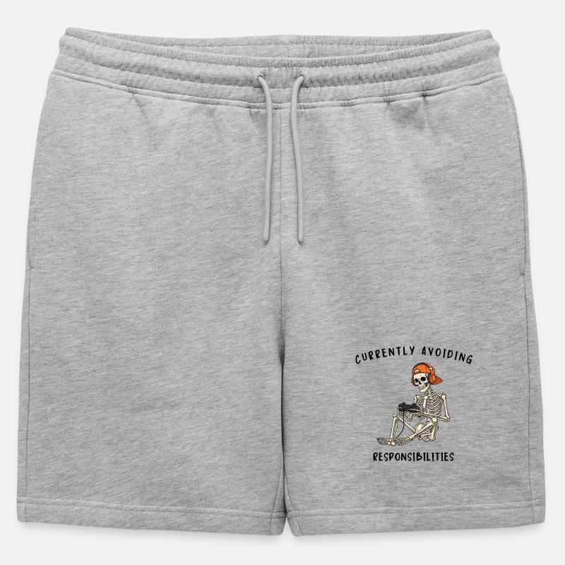 Skeleton Gaming Avoiding Responsibilities - Männer Premium Organic Sweatshorts - Grau meliert