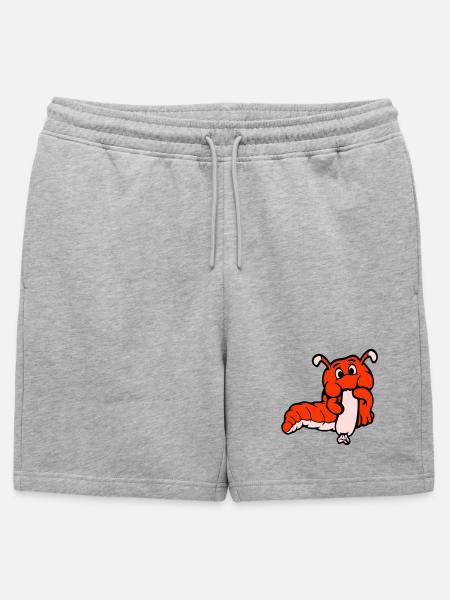 Raupe Wurm Glücklich Isst Wurst Würstchen Hot Dog - Männer Premium Organic Sweatshorts - Grau meliert