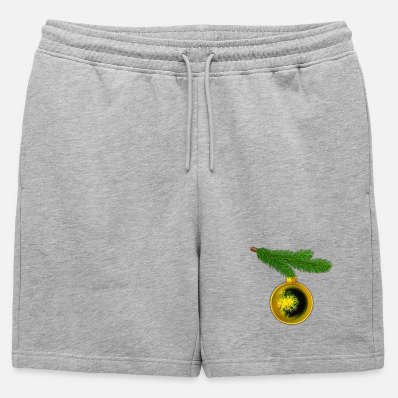 Weihnachtskugel mit Krustenanemonen am Tannenzweig - Männer Premium Organic Sweatshorts - Grau meliert