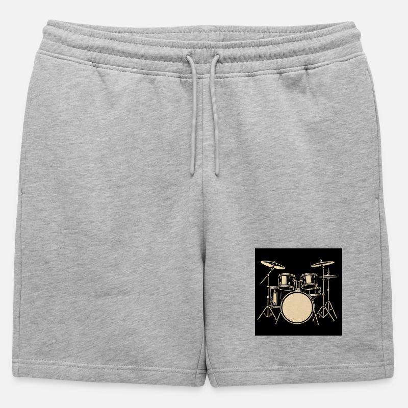 Black Silver Drumset Illustration - Mens' Premium Organic Sweatshorts - heather grey
