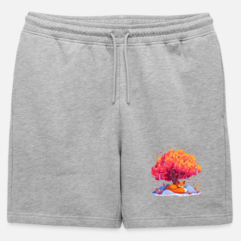 Fuchs unter Herbstbaum - Männer Premium Organic Sweatshorts - Grau meliert