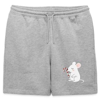 Souris mignonne avec une canne d’orge – Dessin animé mignon - Short de survêtement homme premium - gris chiné - Devant - AI Model Male 178 light (178cm)