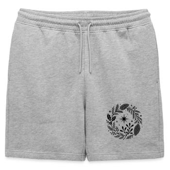 Mystic Yule Wreath - Mistletoe, Fir and Cone - Mens' Premium Organic Sweatshorts - heather grey - Front - AI Model Male 178 light (178cm)