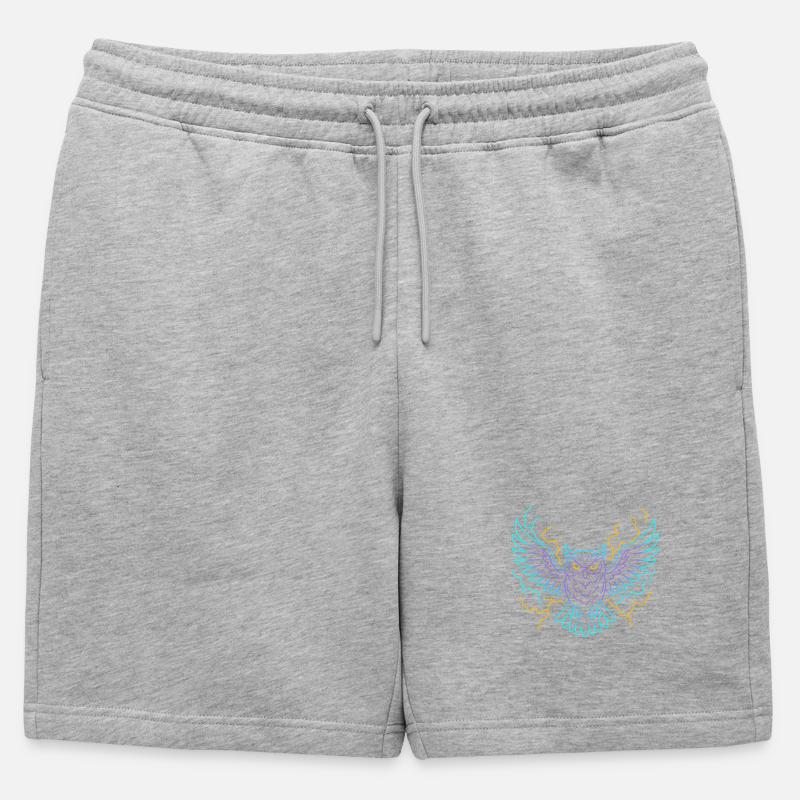 Neon-Eule mit Blitzen - Männer Premium Organic Sweatshorts - Grau meliert