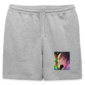 Magical Neon Dream Heroine - Mens' Premium Organic Sweatshorts - heather grey - Front - AI Model Male 178 light (178cm)