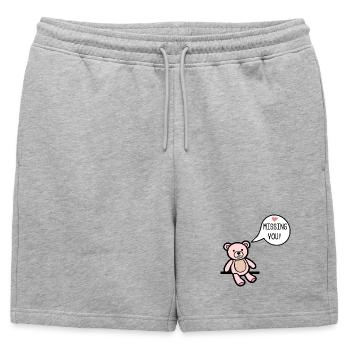 Tu me manque - Short de survêtement homme premium - gris chiné - Devant - AI Model Male 178 light (178cm)