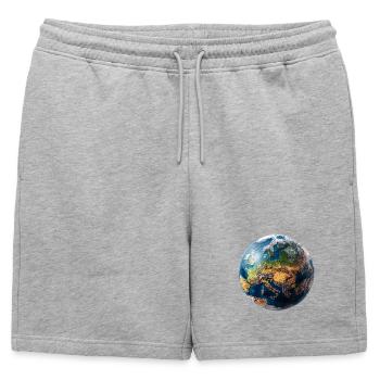 Globus-Design: Europa-Asien Landschaft - Männer Premium Organic Sweatshorts - Grau meliert - Vorne - AI Model Male 178 light (178cm)