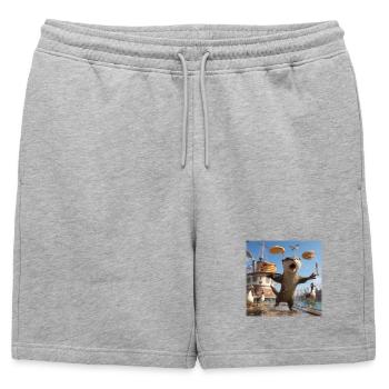 Loutre drôle avec un design chaos de crêpes - Short de survêtement homme premium - gris chiné - Devant - AI Model Male 178 light (178cm)
