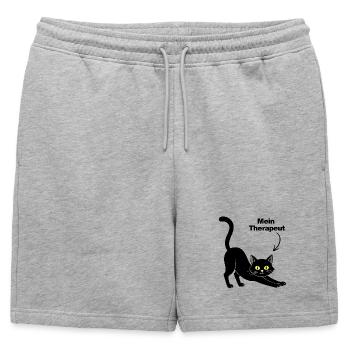 MON CHAT EST MON THÉRAPEUTE😻 CATLOVER NEZ POILU - Short de survêtement homme premium - gris chiné - Devant - AI Model Male 178 light (178cm)