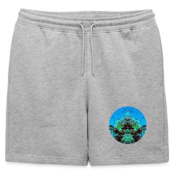 Créatures aquatiques en rouge - Short de survêtement homme premium - gris chiné - Devant - AI Model Male 178 light (178cm)